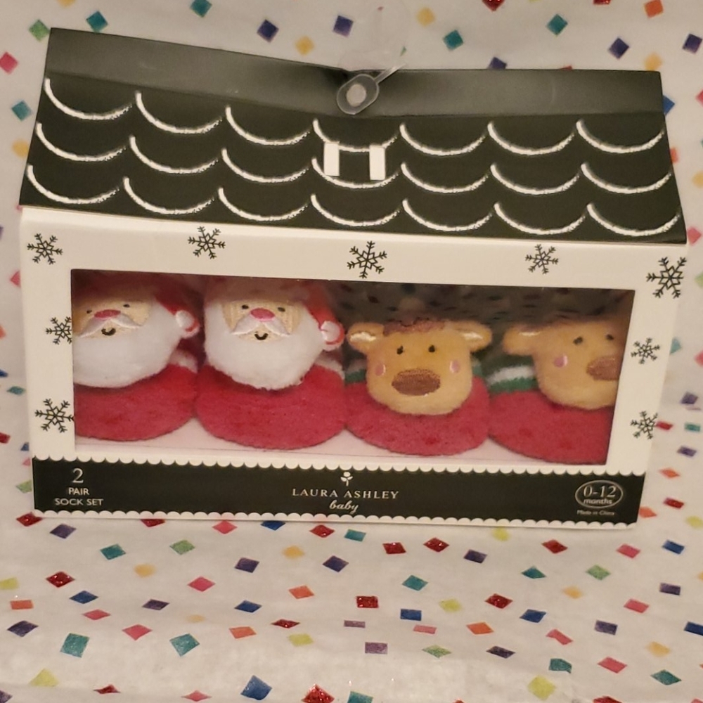 NIB Laura Ashley Christmas sock set--2 pairs